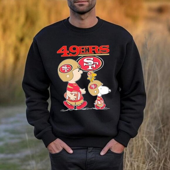 Angel H Tops - Snoopy Charlie Brown 49ers Sweatshirt Retro NFL Crewneck San Francisco 79
